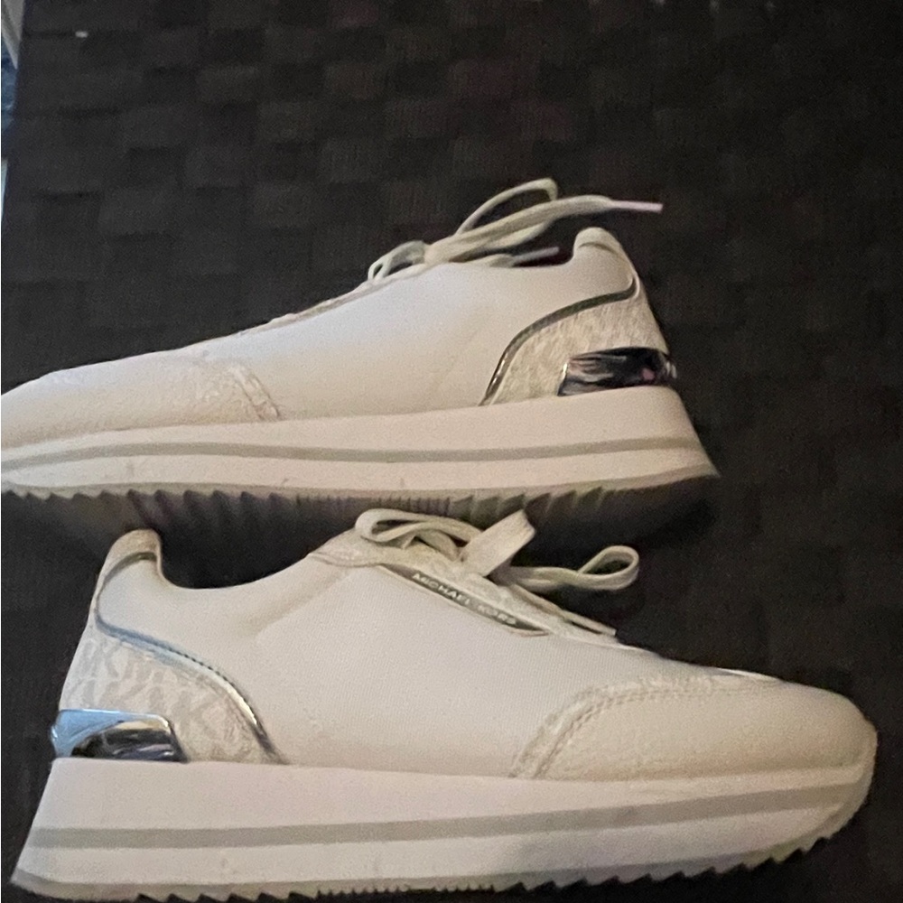 Michael Kors White Sneakers with Silver Logo